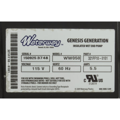 Pump, HQ - WW Bes - 6000, 0.5Hp, 115V, 1 - Spd : 321FF10 - 0101 - Hydro - Quip -  - All Pool Parts