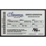 Pump, Bath, Waterway Genesis, 7.5A, 115v, 1 - 1/2", OEM, AS : 321HF10 - 0150 - Waterway Plastics - 806105400451 - All Pool Parts