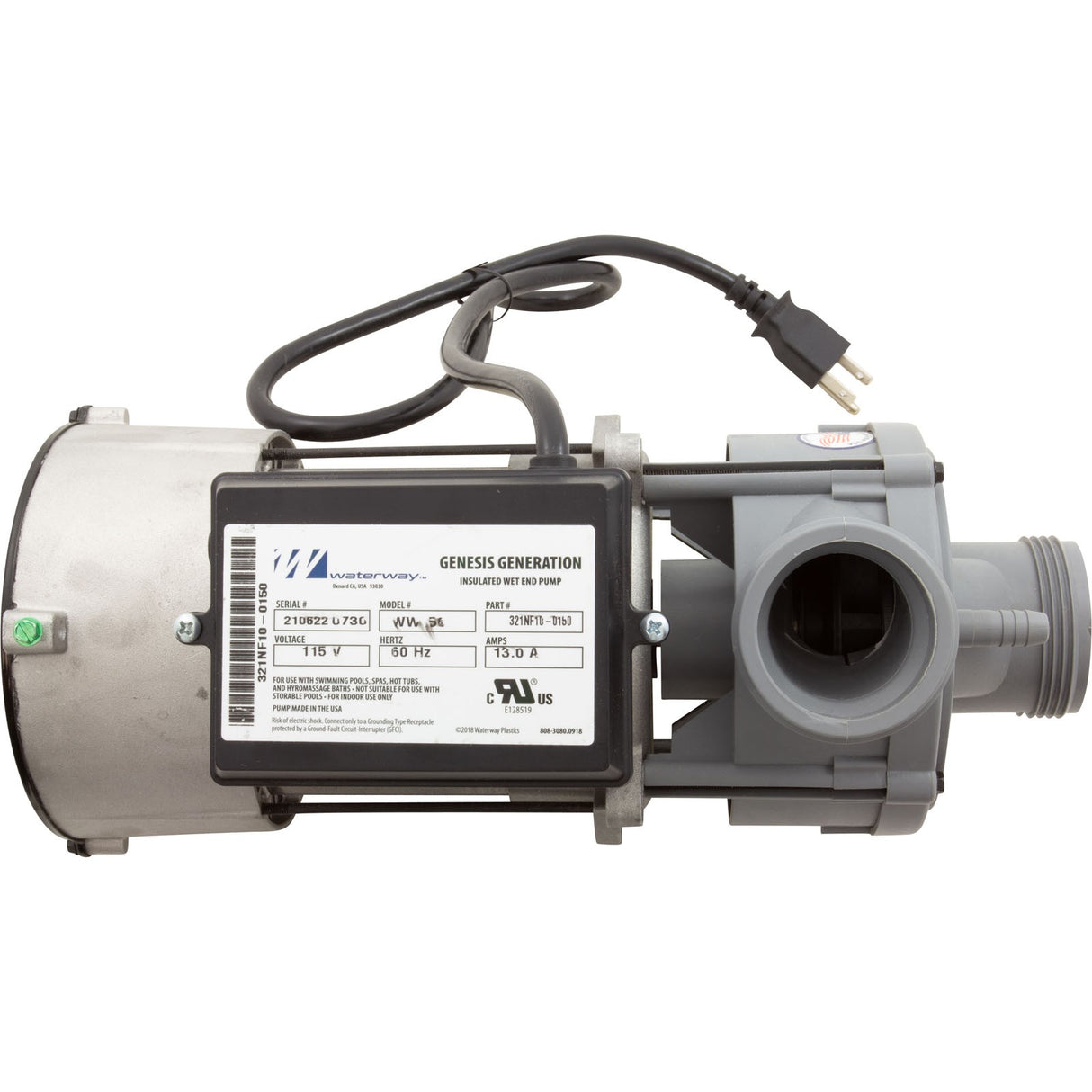 Pump, Bath, Waterway Genesis, 13.0A, 115v, 1 - 1/2", OEM, AS : 321NF10 - 0150 - Waterway Plastics - 806105400499 - All Pool Parts