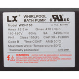 Pump, Bath, LX WCH, 9.0A, 115v, 1.5", w/Air Switch : WCH150 - Lingxiao (LX) Pump -  - All Pool Parts
