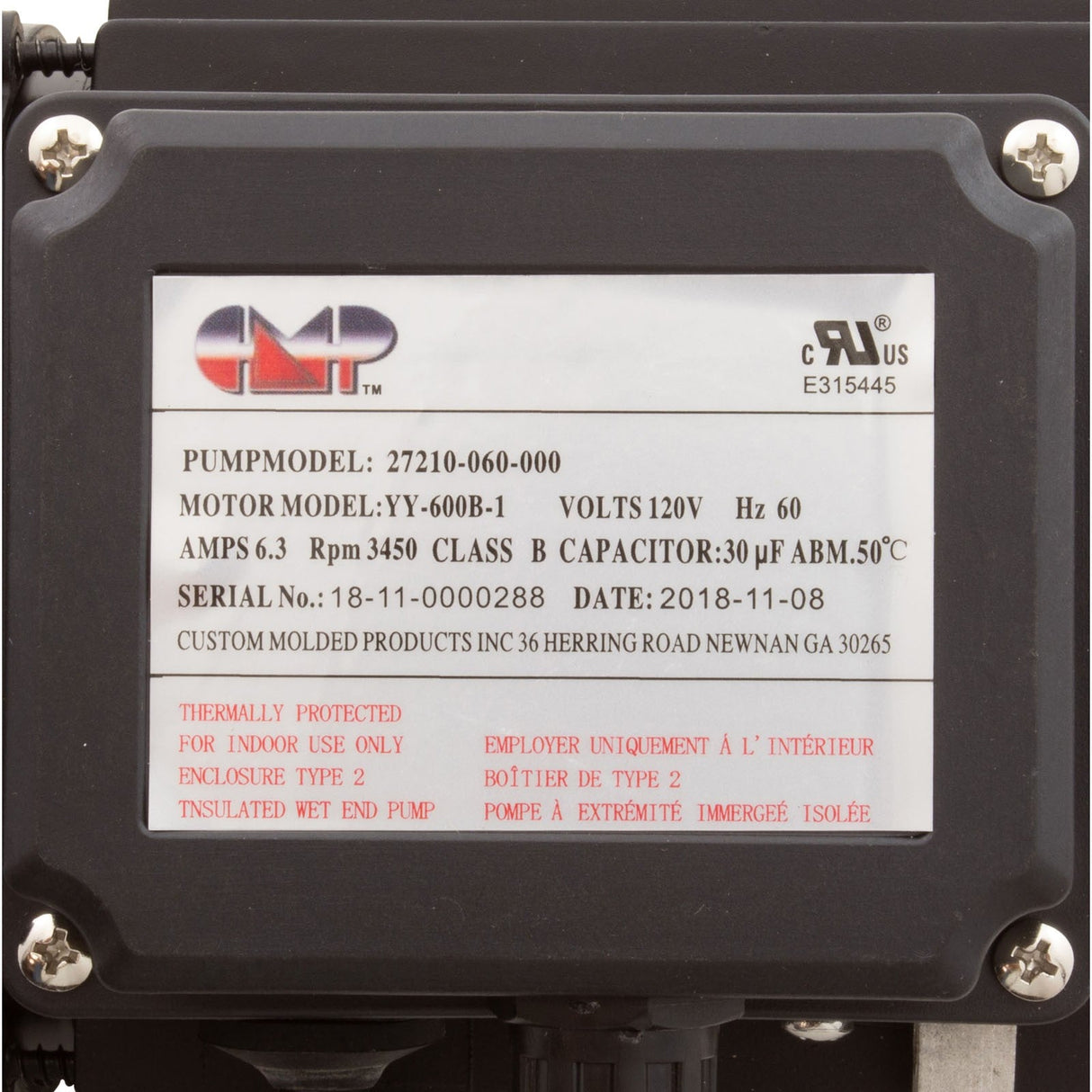 Pump, Bath, CMP Ninja, 115v, 1 - 1/2"mbt, 6.3A, OEM, AS : 27210 - 060 - 900 - Custom Molded Products -  - All Pool Parts