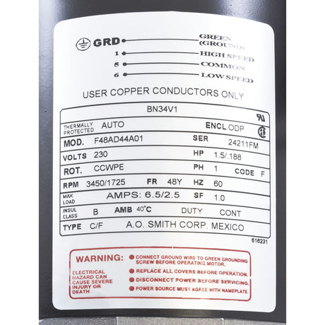 Unassembled Pump Kit, FMHP, 1.5hp Century, 115v, 2Sp, 48f, 1 - 1/2" : 02115000 - 1010HZW - AquaFlo/Century -  - All Pool Parts