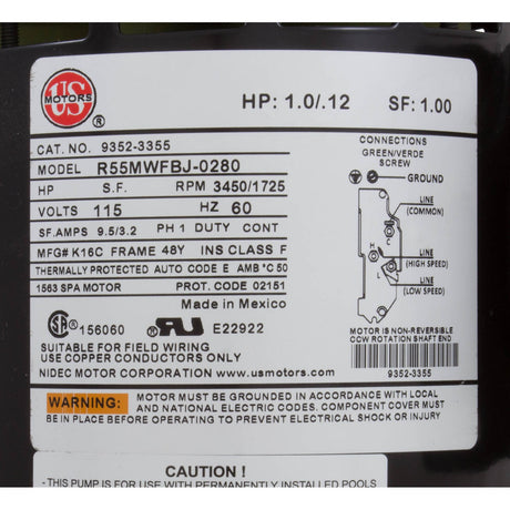 Pump, Aqua Flo FMCP, 0.75hp, 115v, 2 - Spd, 48fr, 1 - 1/2", OEM : 02607000 - 1010 - Aquaflo/Gecko -  - All Pool Parts