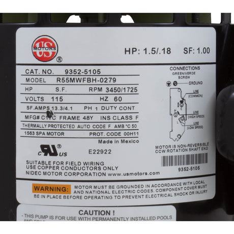 Pump, Aqua Flo FMCP, 1.5hp, 115v, 2 - Spd, 48fr, 1 - 1/2", OEM : 02615000 - 1010 - Aquaflo/Gecko -  - All Pool Parts