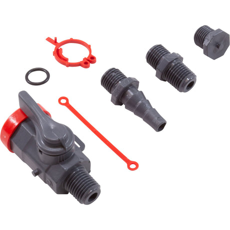 Ball Valve Kit, Praher, 1/4"mpt x 1/4"fpt, w/ Hose Fitting : LC - PV - 1 - Praher - 88553100057 - All Pool Parts