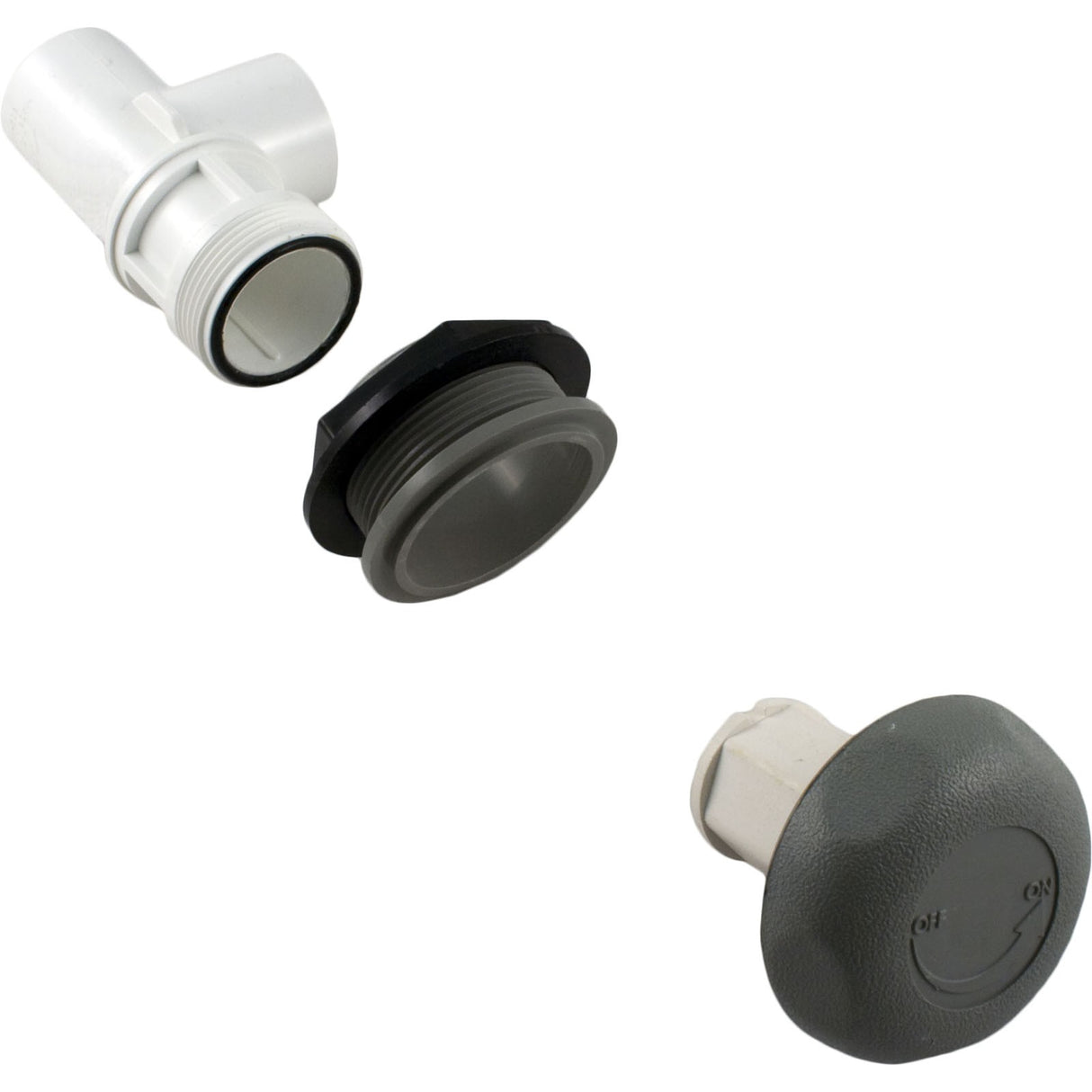 On/Off Valve, Waterway, 1" Slip x 1" Slip, Single Port, Gray : 600-4367