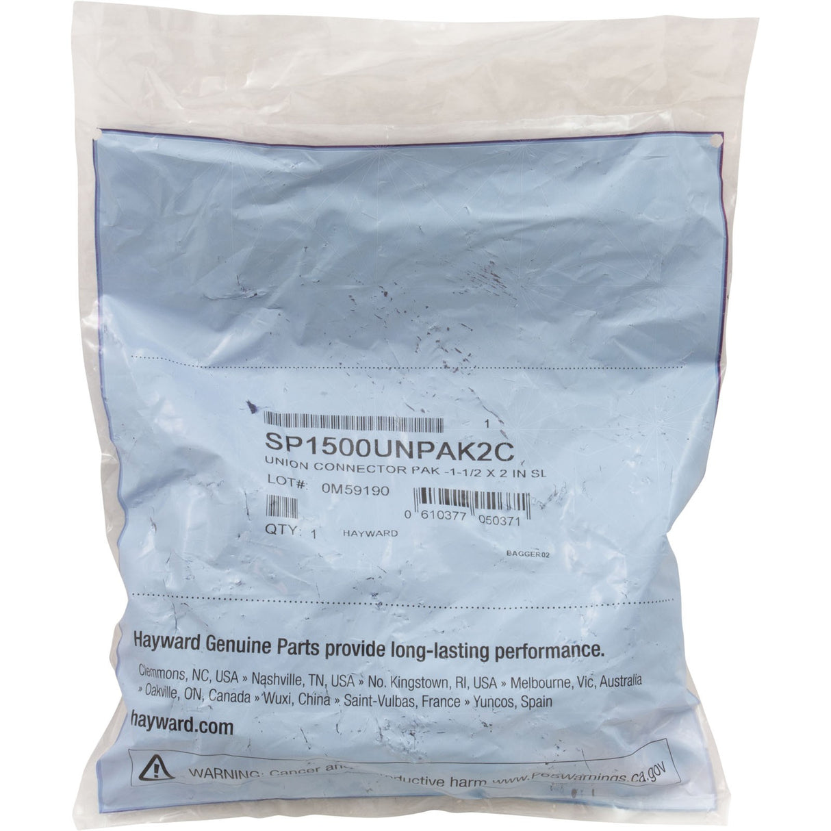 Union, 1-1/2" Slip x 2" Spigot, Flush, Quantity 2 : SP1500UNPAK2C