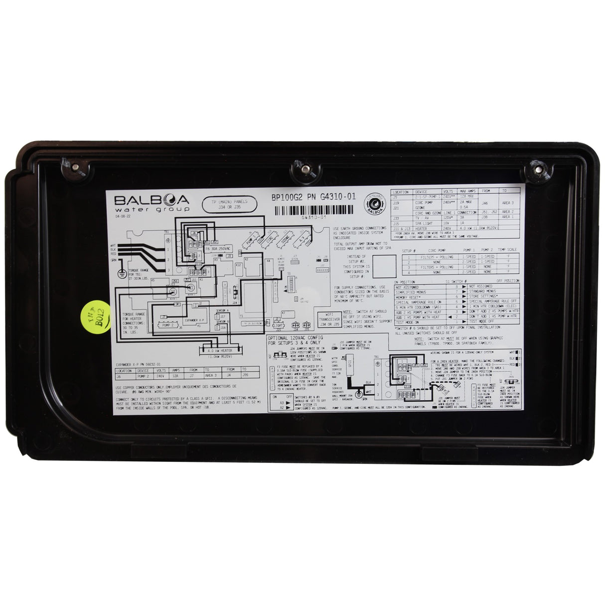 Control, BWG BP100G2, P1, P2, with 4.0kW Heater, TP260T : G6422-01