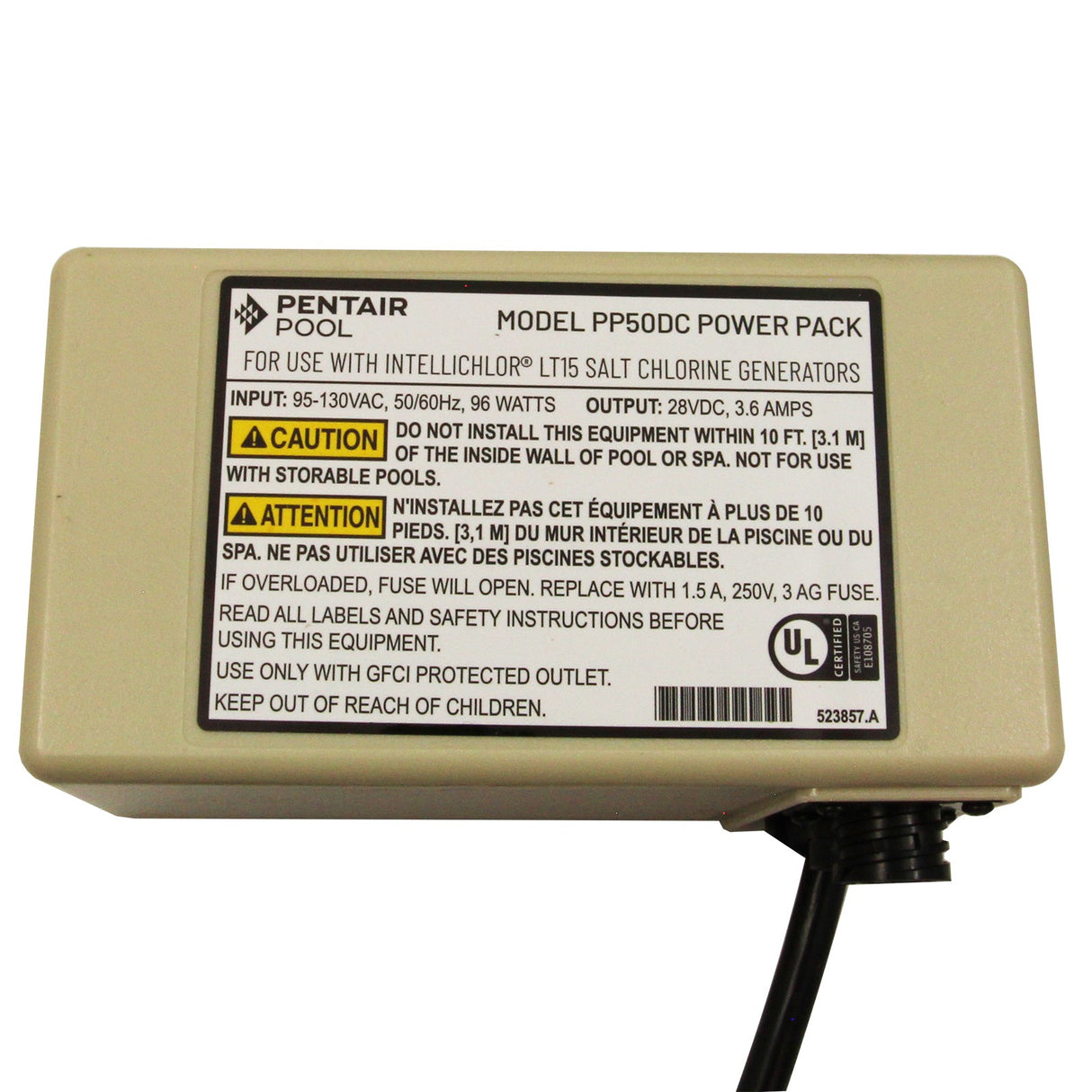 Salt Cell Power Center Bundle, Pentair IntelliChlor LT15, US : 523744