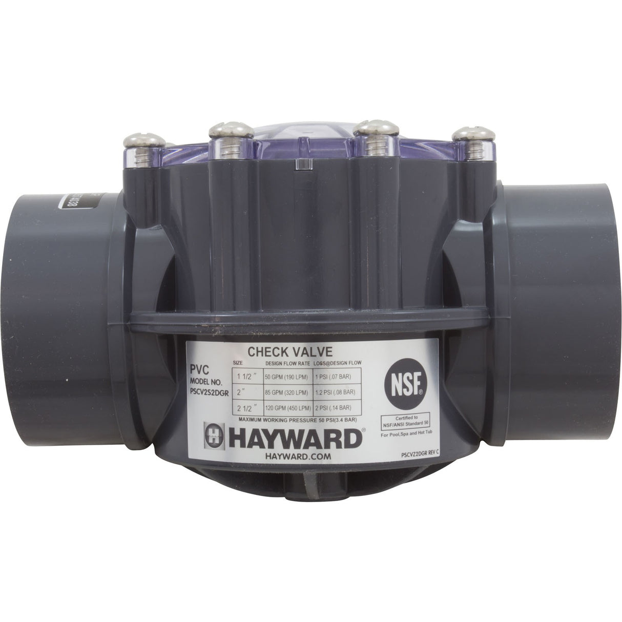 2.0" X 2.5" Pvc Check Valve : PSCV2S2DGR