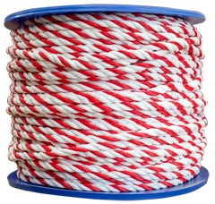 Polypropylene Rope, 3/4"dia, 2 White 1 Red Strand, 600ft : E0927-0058