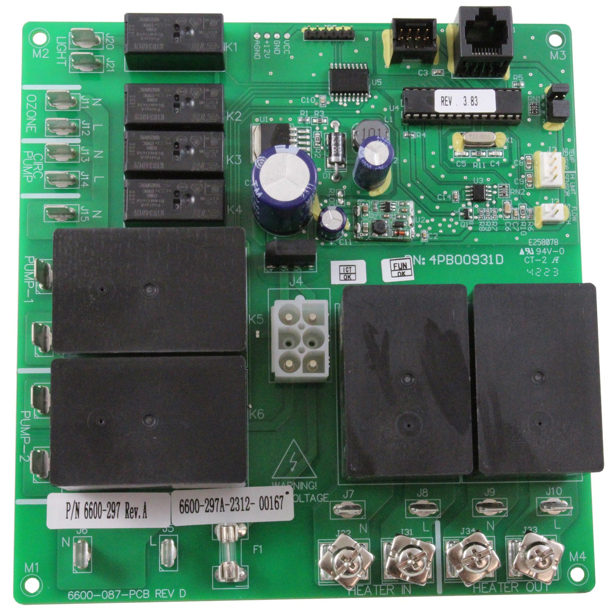 PCB, Jacuzzi J300, 2-Pump, 230V, 50/60Hz : 6600-297