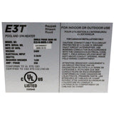 Digital Electric Heater, Raypak E3T, 1.5" mpt, 230v, 5.5kW : 100-10000662