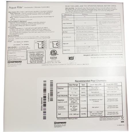 Salt Chlorine Generator, Hayward AquaRite Pro, 40K, w/ TCell : W3AQR15 - Hayward - 610377388139 - All Pool Parts