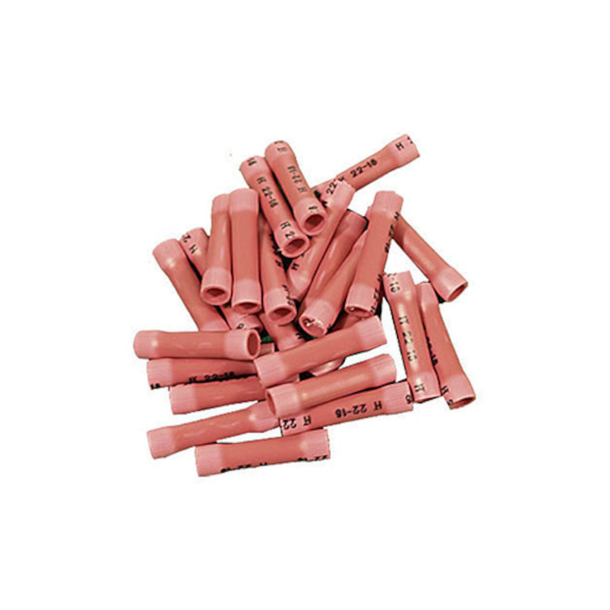 Wire Terminals, Butt Splice, 22-16 Gauge, Red, 25 Pack : 2250