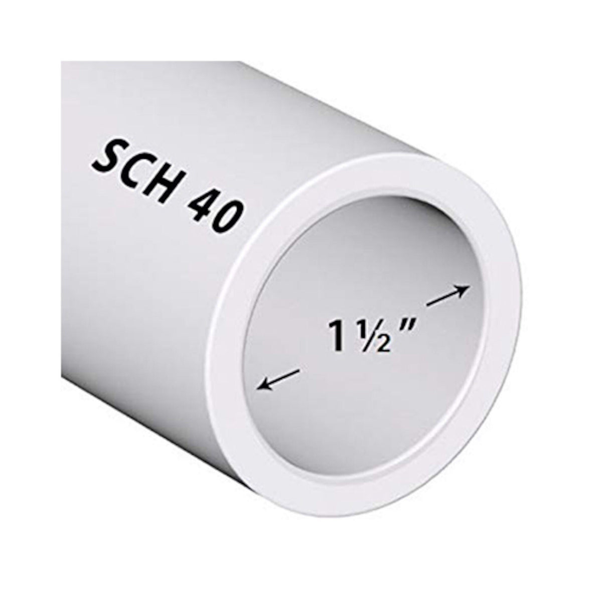 Pipe, PVC, Bell End, 1-1/2" x 4' Length : PVC-1.5-4