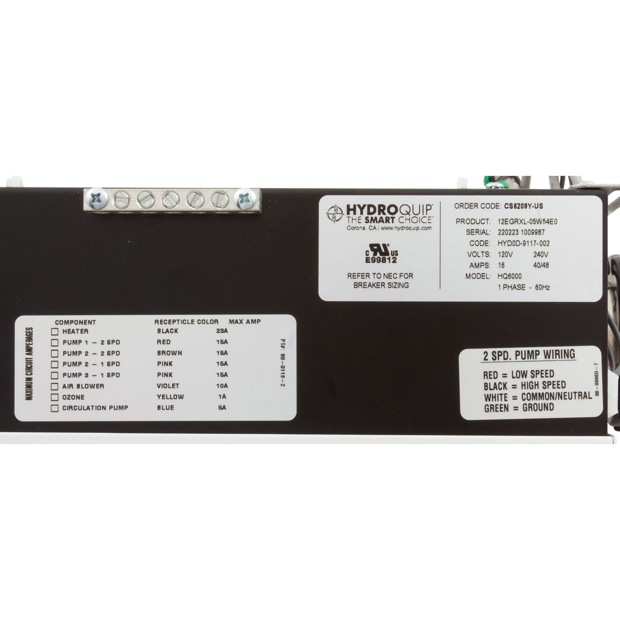 Control, HQ CS6209Y-US, P1 (2) , P2/Bl, Cp, Oz, Lt, 5.5kW, K200 : CS6209Y-US