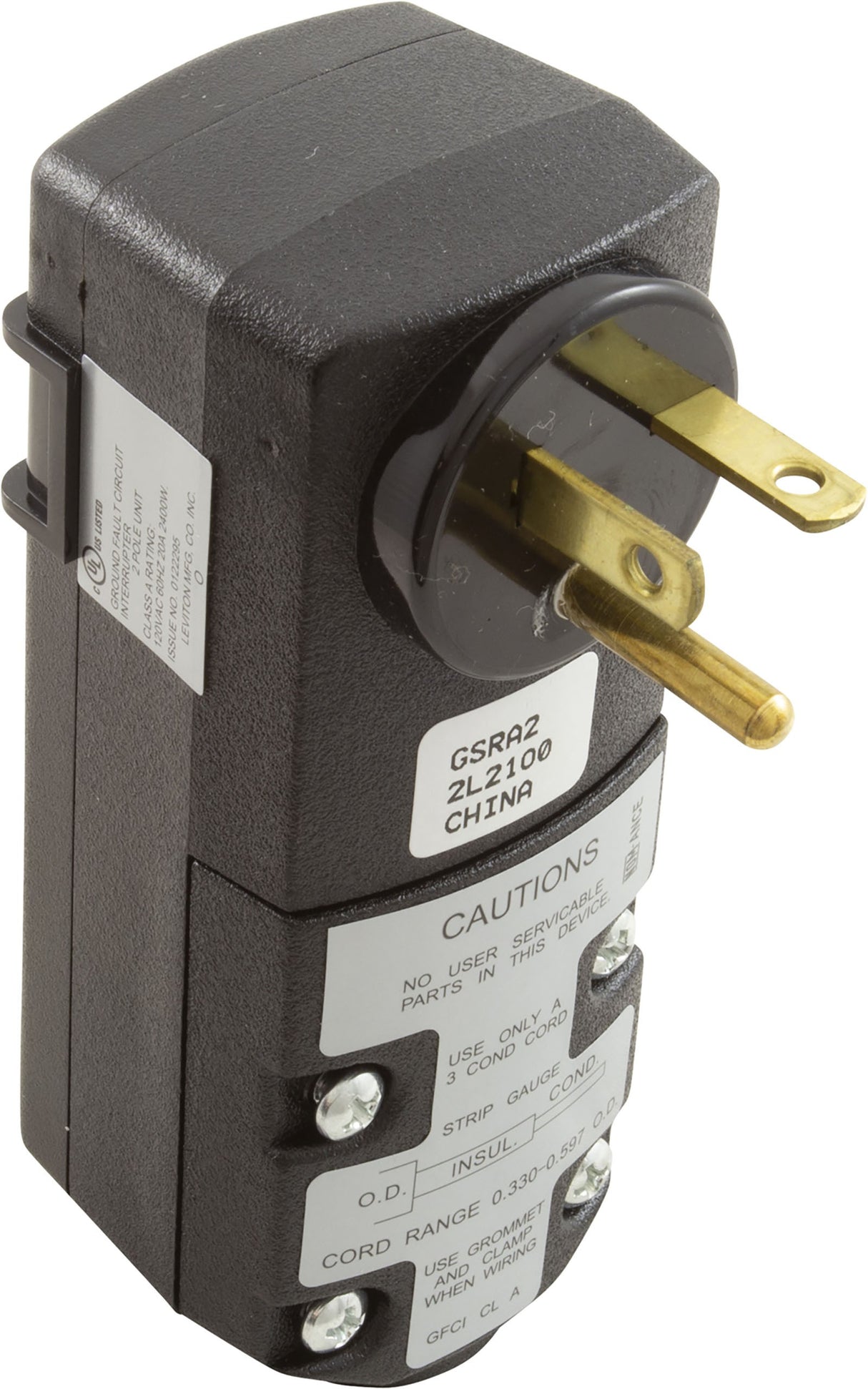 GFCI, Leviton, 20A, 115v, Self-Test Auto Reset, Right Angle : GSRA2