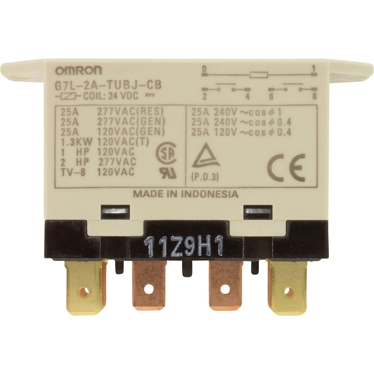 Relay, Omron, DPST, 24VDC : G7L-2A-TUBJ-CBDC24