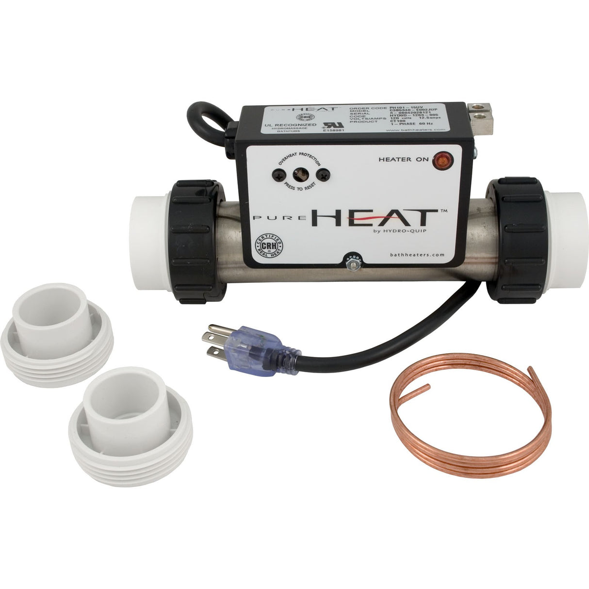 Heater, Bath, H-Q InLine, PH101-15UV, 115v, 1.5kW, Vac, 3ft Crd, Plg : PH101-15UV