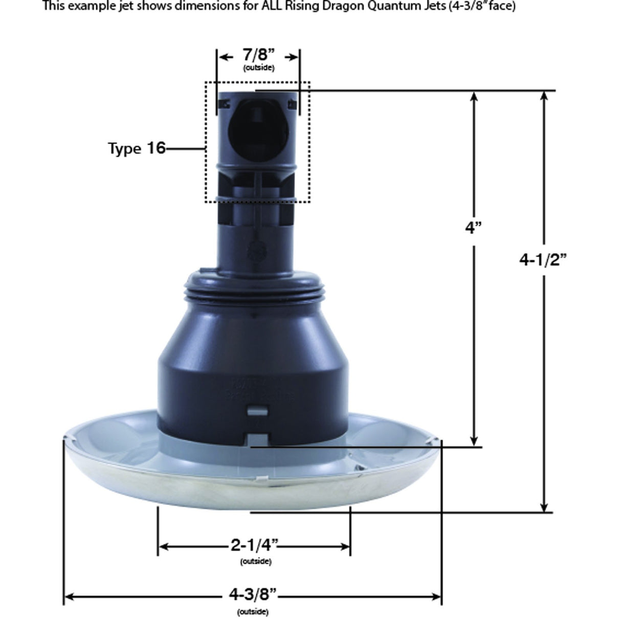 Jet Intl, RD Quantum, 4-3/8"fd, Dir, Smth, SS/Gry, Thd, S08 : RD243-4310-S08