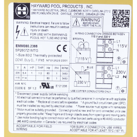 Motor, Hayward Super Pump, 1.0 HP, C FLG, TEFC : SPX2607Z1MTG - Hayward - 610377384469 - All Pool Parts