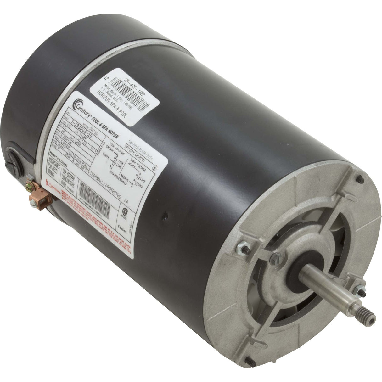 Motor, Century, 0.75thp, 115v/230v, 1 - Spd, 48fr : 0819300300 - AO Smith/Century/Regal Beloit -  - All Pool Parts