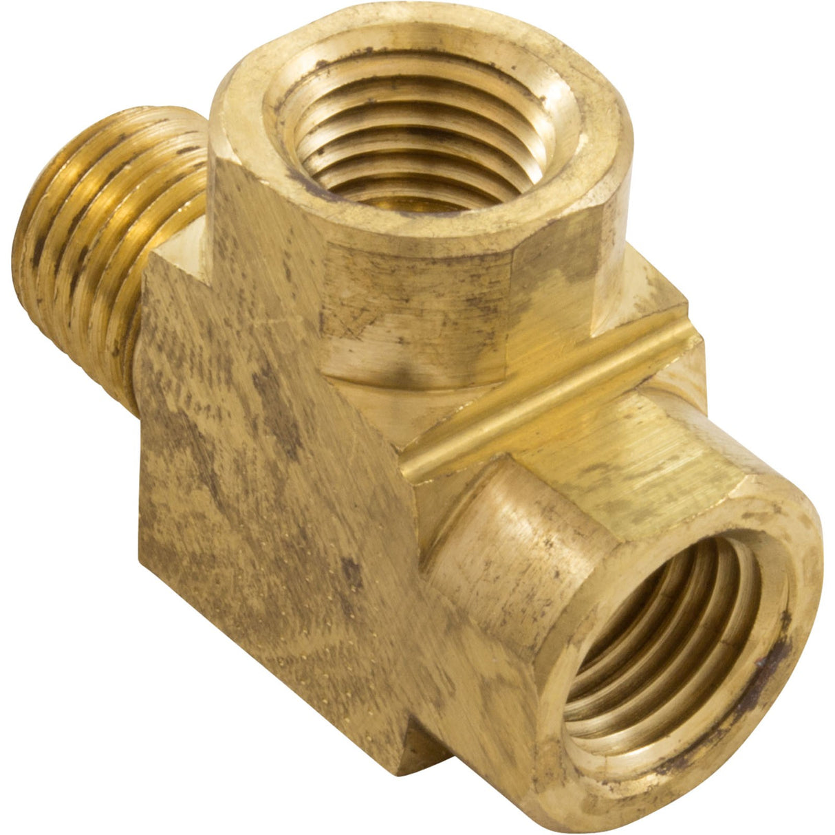 Tee, Anderson Metals, 1/4"mpt x 1/4"fpt x 1/4"fpt, Brass : 06127 - 04 - Anderson Metals Corporation -  - All Pool Parts