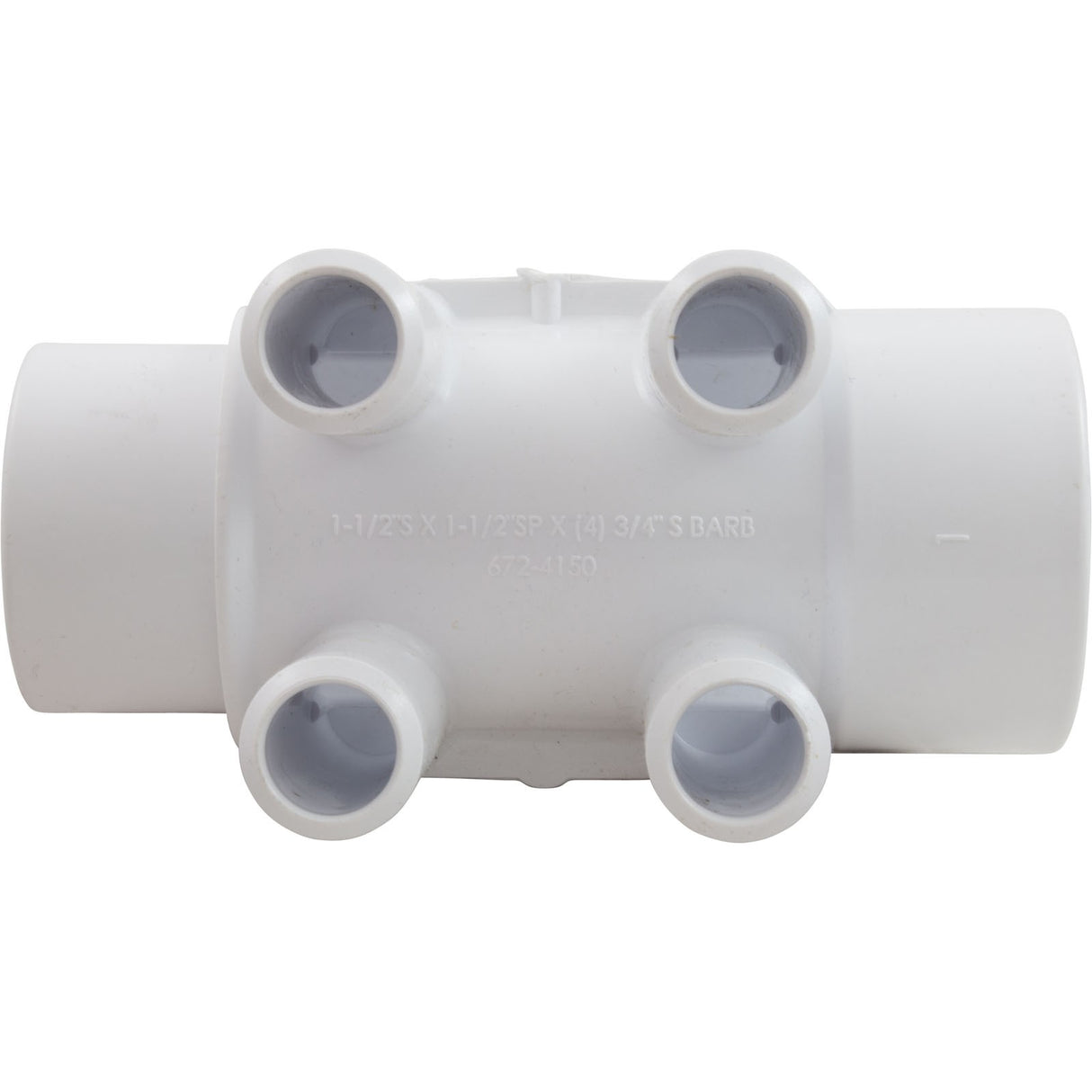 Manifold, 3/4"sb, 4 Port, Flow Thru, 1 - 1/2"s x 1 - 1/2"spg, SP : 672 - 4150 - Waterway Plastics - 806105119704 - All Pool Parts