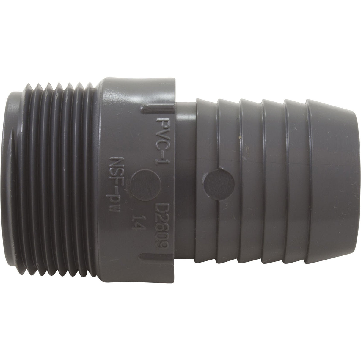 Barb Adapter, Lasco, 1 - 1/4"mpt x 1 - 1/4"b, Hose, PVC : 1436012 - Lasco -  - All Pool Parts