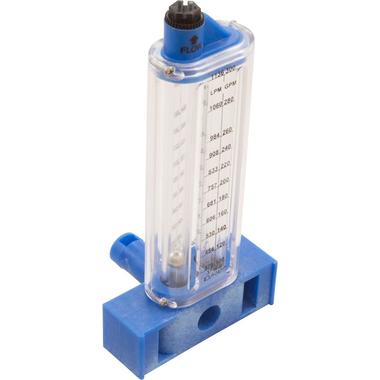Flow Meter, 3" PVC, Vertical Mount 80 - 300GPM/303 - 1136LPM : 570371V - Rola - Chem/Paradise Industries - 757706000802 - All Pool Parts
