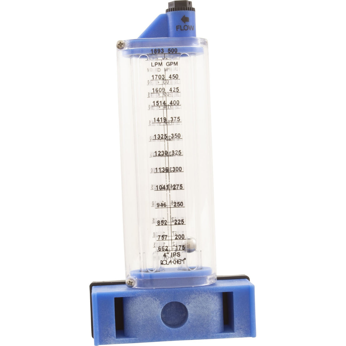 Flowmeter, Rola - Chem Side Mount, 4" PVC, 125 - 500 GPM : 570381S - Rola - Chem/Paradise Industries - 757706000840 - All Pool Parts