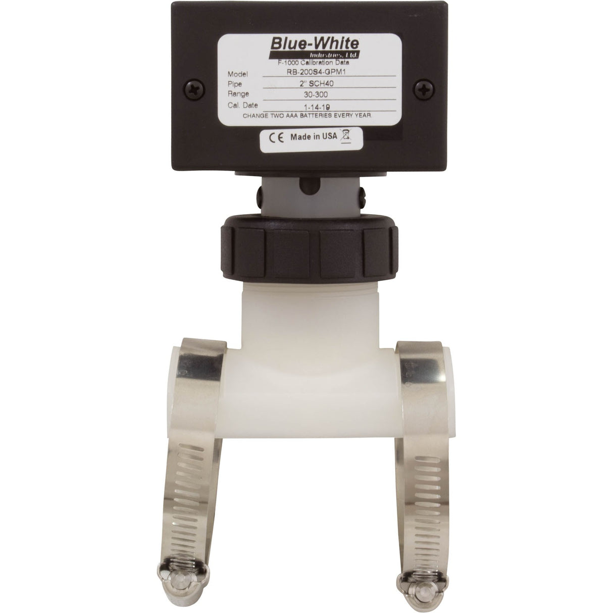 Flow Meter, Blue - White, F - 1000, Digital, 2" PVC, 30 - 300 gpm : RB - 200S4 - GPM1 - Blue - White Industries, Ltd -  - All Pool Parts