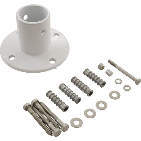 Deck Flange, Perma Cast, For Slide, 1.9", White/Aluminum : PF - 3119 - A - Perma - Cast LLC -  - All Pool Parts