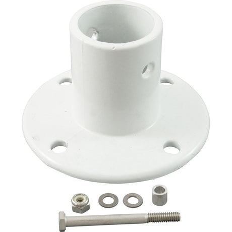 Deck Flange Only, Perma Cast, For Slide, 1.9", White/Aluminum : PF - 3119 - Perma - Cast LLC -  - All Pool Parts