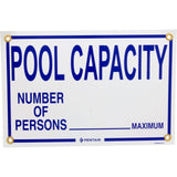 Sign, Pool Capacity, 18" x 12" : R230900 - Pentair - 788379007997 - All Pool Parts