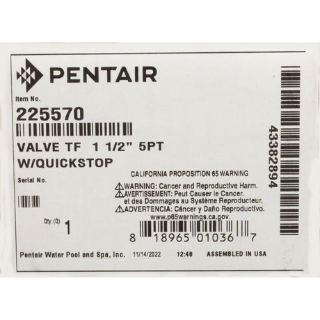 T - Valve Complete, A&A Manufacturing, 5 Port, 1 - 1/2" : 225570 - A&A Manufacturing -  - All Pool Parts